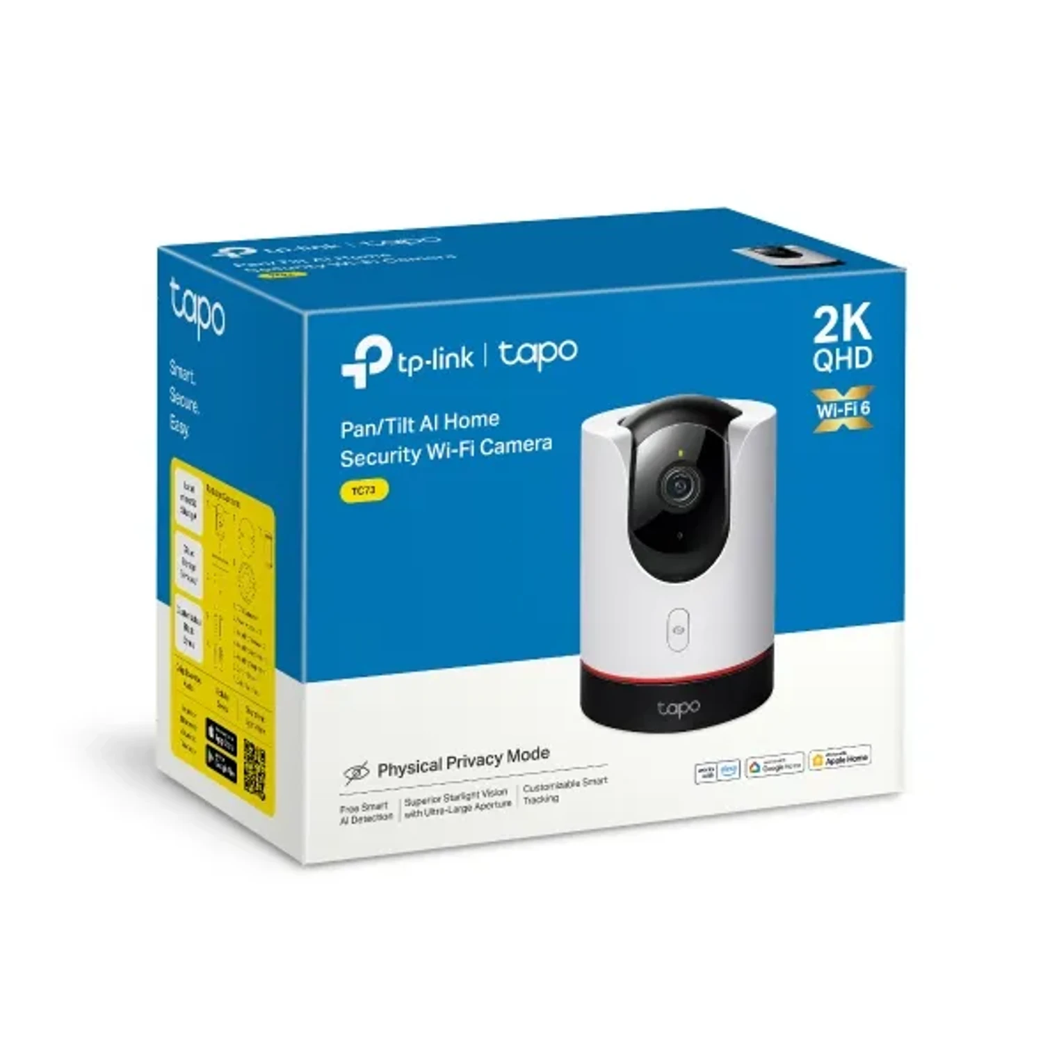 Tapo C225 camara Tapo interior wifi 4MP 2560x1440 2K QHD, pan tilt 360, deteccion inteligente AI, seguimiento de movimiento, vision nocturna dual, audio bidireccional, privacidad fisica, microSD has