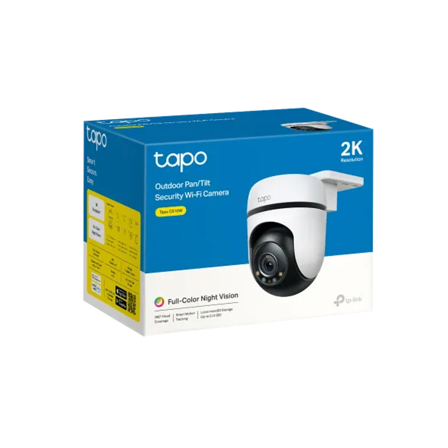 Tapo C510W camara Tapo exterior wifi 3MP 2304x1296 2K, pan tilt 360 grados, vision nocturna a color 30 m, deteccion inteligente, audio bidireccional, IP65, microSD hasta 512GB