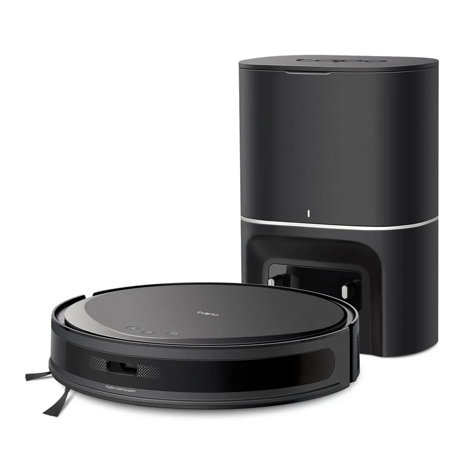 Tapo RV20 Max Plus robot aspiradora trapeadora, navegacion LiDAR e IMU, succion 5300Pa, perfil ultra delgado 8.3cm, base autovaciado 3L, deposito polvo 250ml, tanque agua 300ml, bateria 2600mAh, contr
