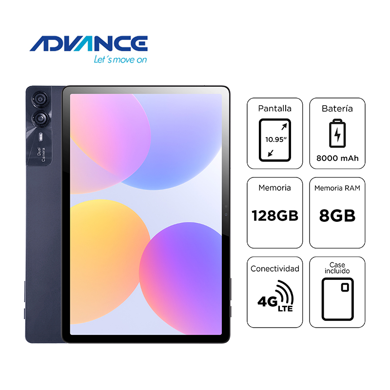 Tablet Advance NovaPad NP6070 10.95" · 8 GB RAM · 128 GB · 4G LTE · Plata