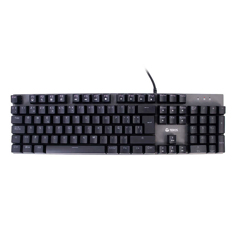 Teclado gamer Teros TE-4074G · 105 teclas · Retroiluminación rainbow · USB 2.0 · Negro