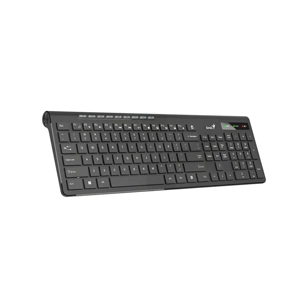 Teclado Genius inalámbrico Slimstar 7230 AI Copilot multimedia + 9 teclas acceso rápido en español · Negro