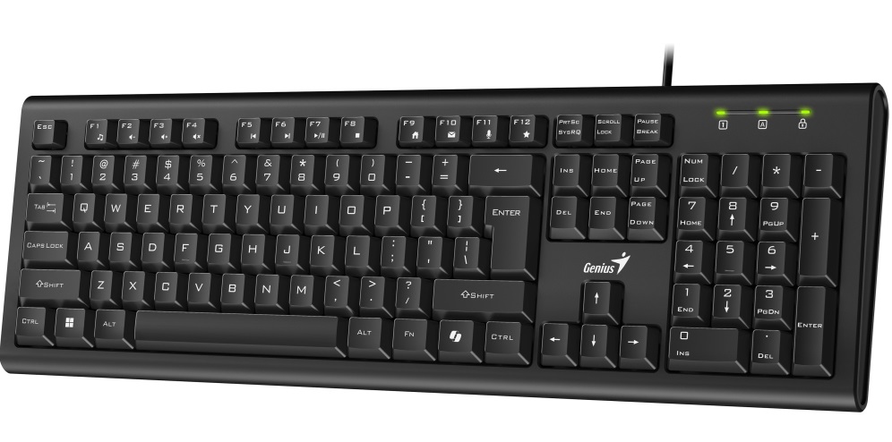 Teclado Genius KB-113 AI Copilot USB 12 FN Keys Spill Resistant en español · Negro