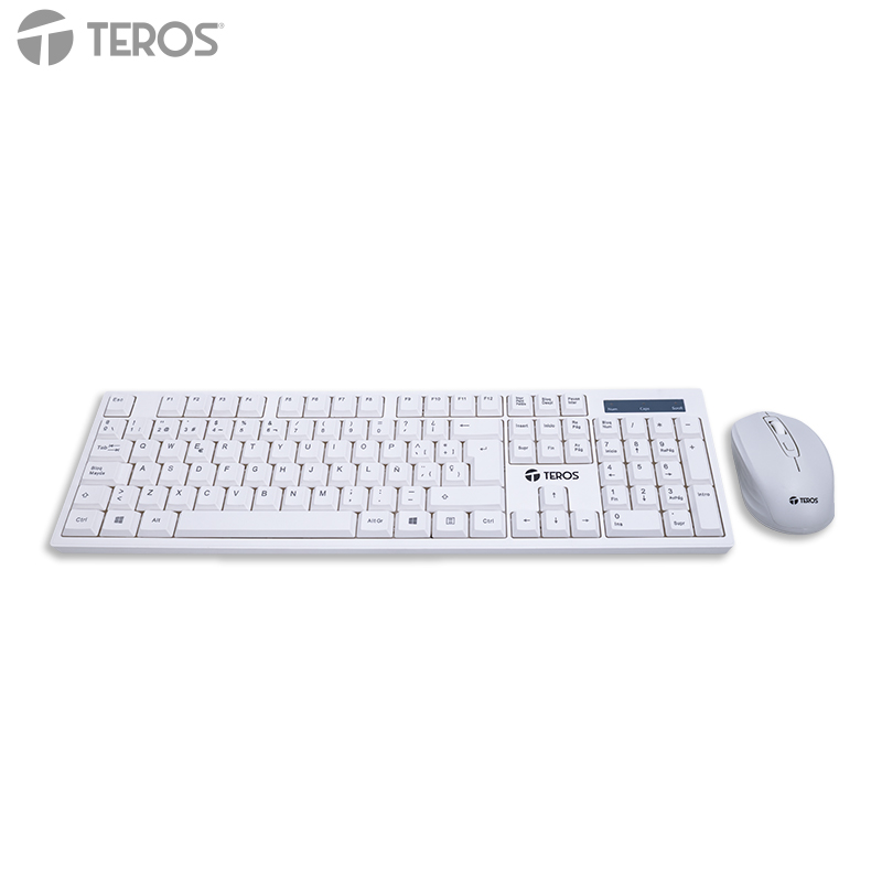 Kit teclado y mouse inalámbrico Teros TE-5016S · 2.4 GHz · 105 teclas · Blanco