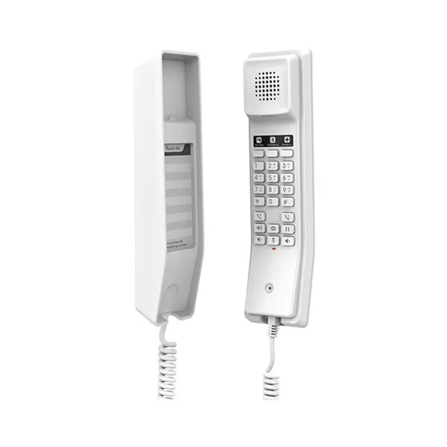 TELÉFONO IP BLANCO QUE CUENTA CON UN ALTAVOZ HD EN EL AURICULAR, 2 CUENTAS/LÍNEAS SIP, 3 TECLAS PROGRAMABLES Y 10 TECLAS DE MARCACIÓN RÁPIDA.