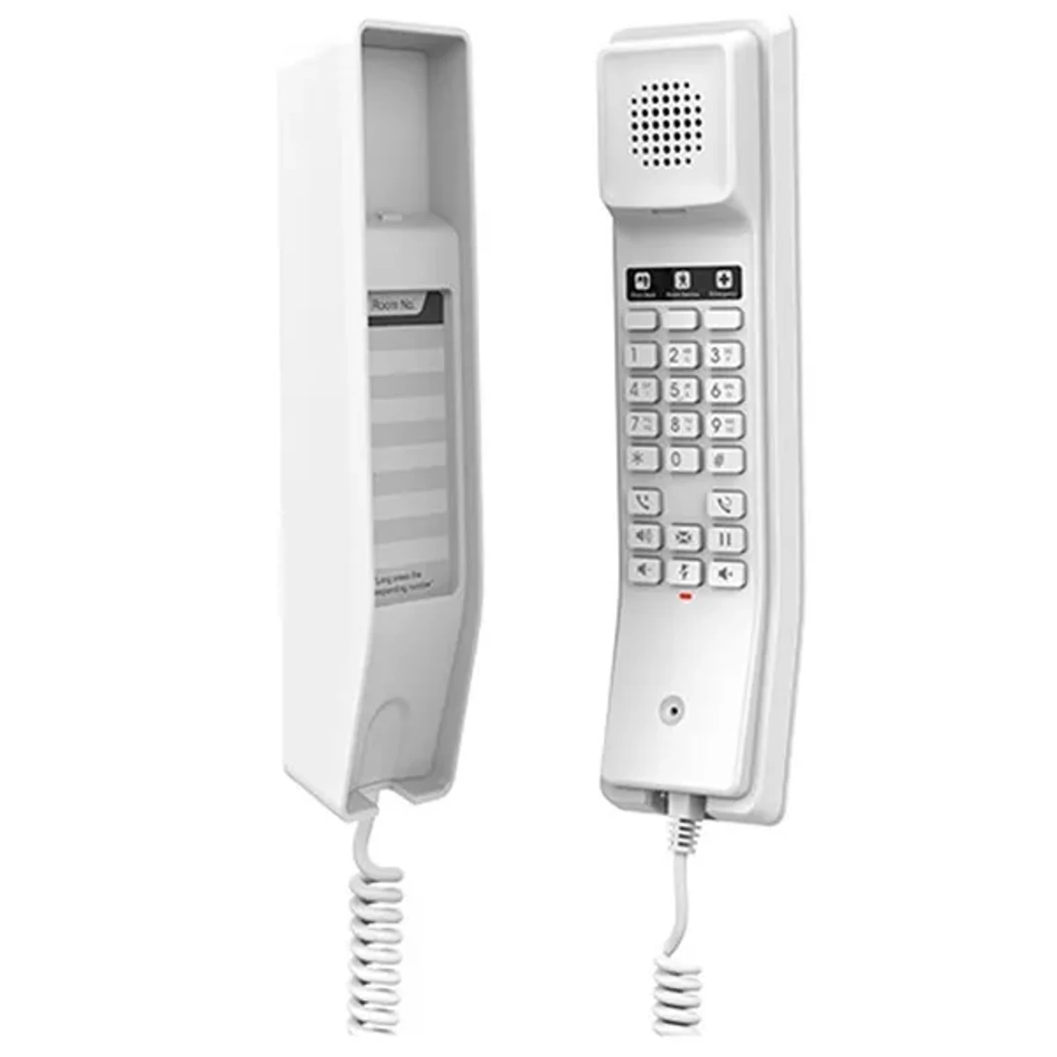Teléfono IP/SIP Hotelero, Wi-Fi doble banda, 2 cuentas SIP, Gestión y aprovisionamiento GDMS, Audio HD en auricular y altavoz, Conferencia de 3 vías, incluye montaje en pared, color blanco