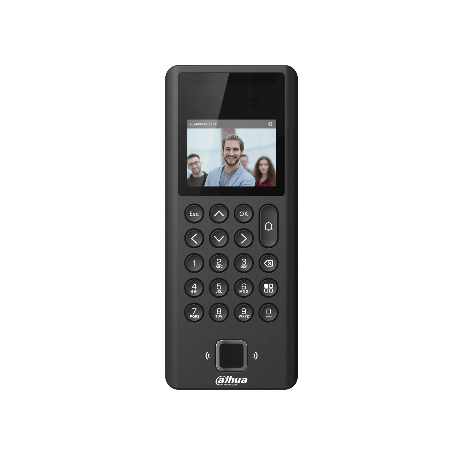TERMINAL DE CONTROL DE ACCESO ROSTRO + HUELLA + TARJETA + CLAVE, PANTALLA 2.4", TCP/IP