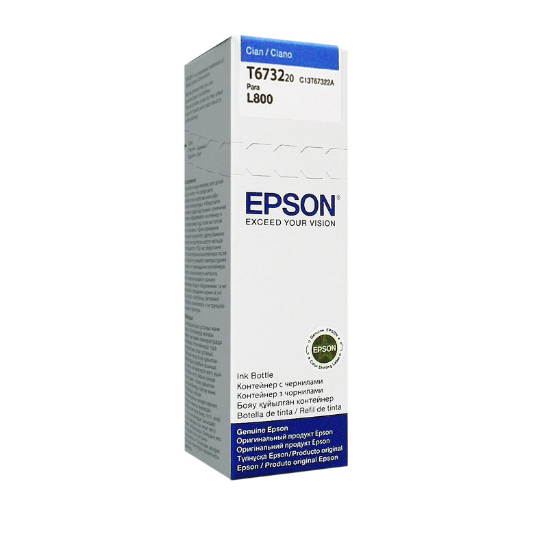 Botella de tinta Epson 673 T673220 · Cian · 70 ml · Para L800