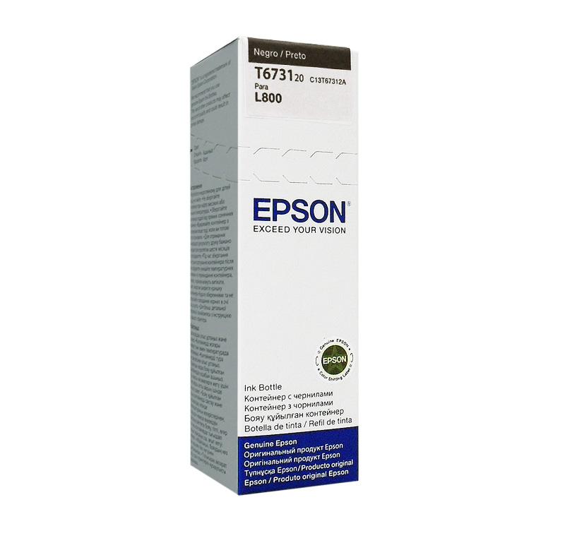 Botella de tinta Epson 673 T673120 · Negro · 70 ml · Para L800