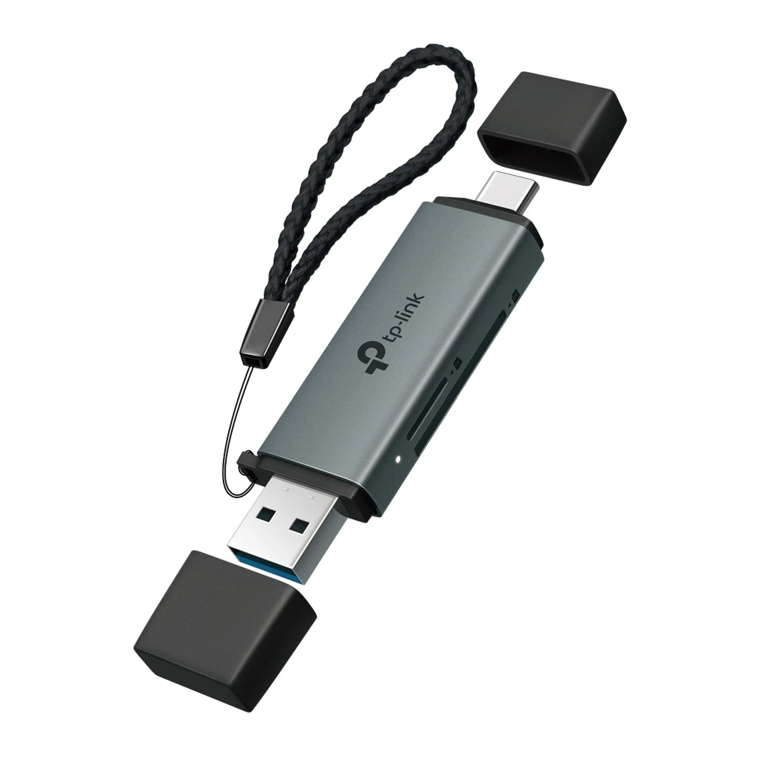 TP-LINK Lector de Tarjetas USB 3.0 Tipo-C y Tipo-A, compatible SD y microSD hasta 2TB, velocidad hasta 200MB/s, lectura simultánea de dos tarjetas, Plug & Play.