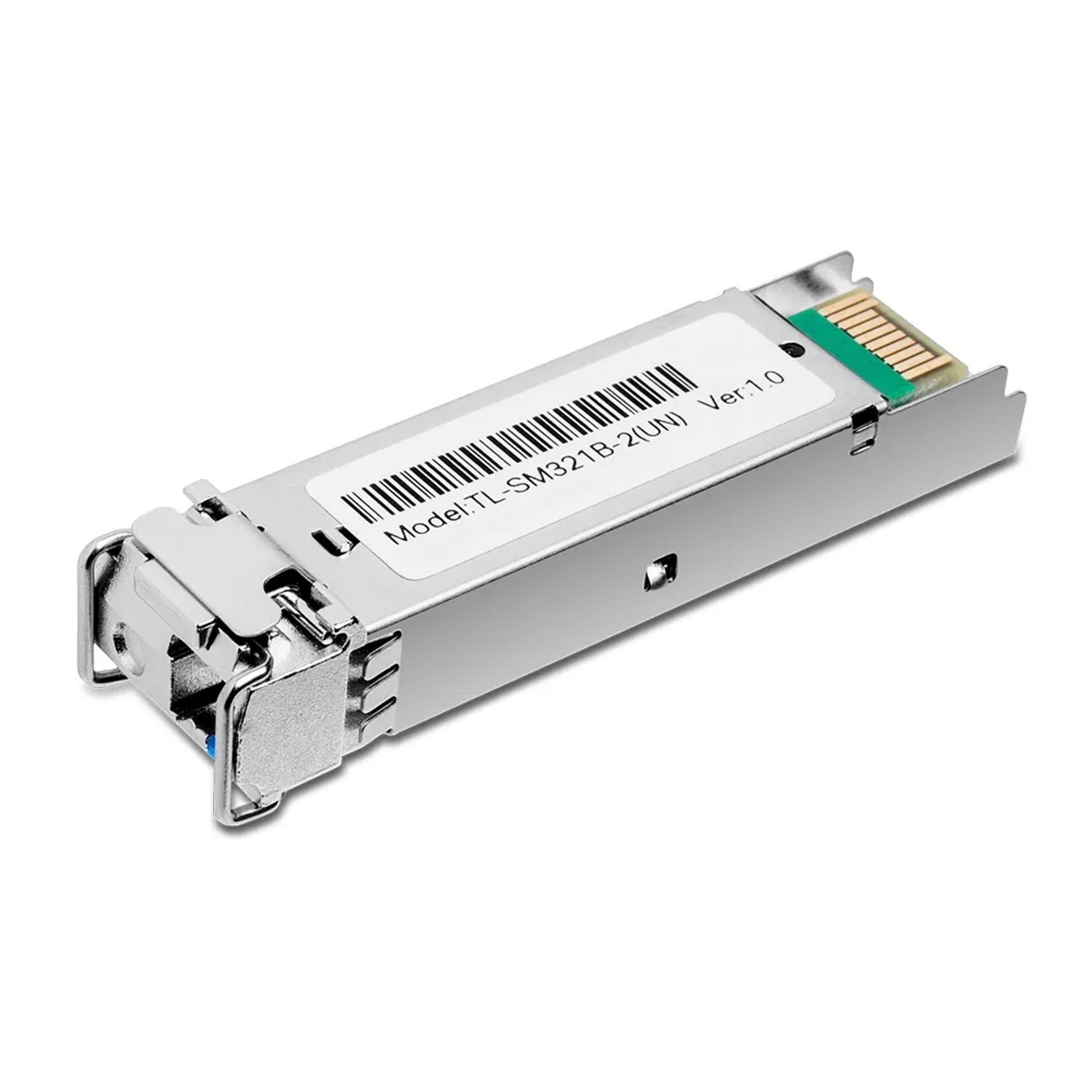 TP-Link Omada Modulo SFP, 1.25Gbps, puerto LC simplex, distancia 2km, fibra monomodo, fibra single, onda TX1310/RX1550nm, dim 14x57x12mm, temp 0-70°C, interior.