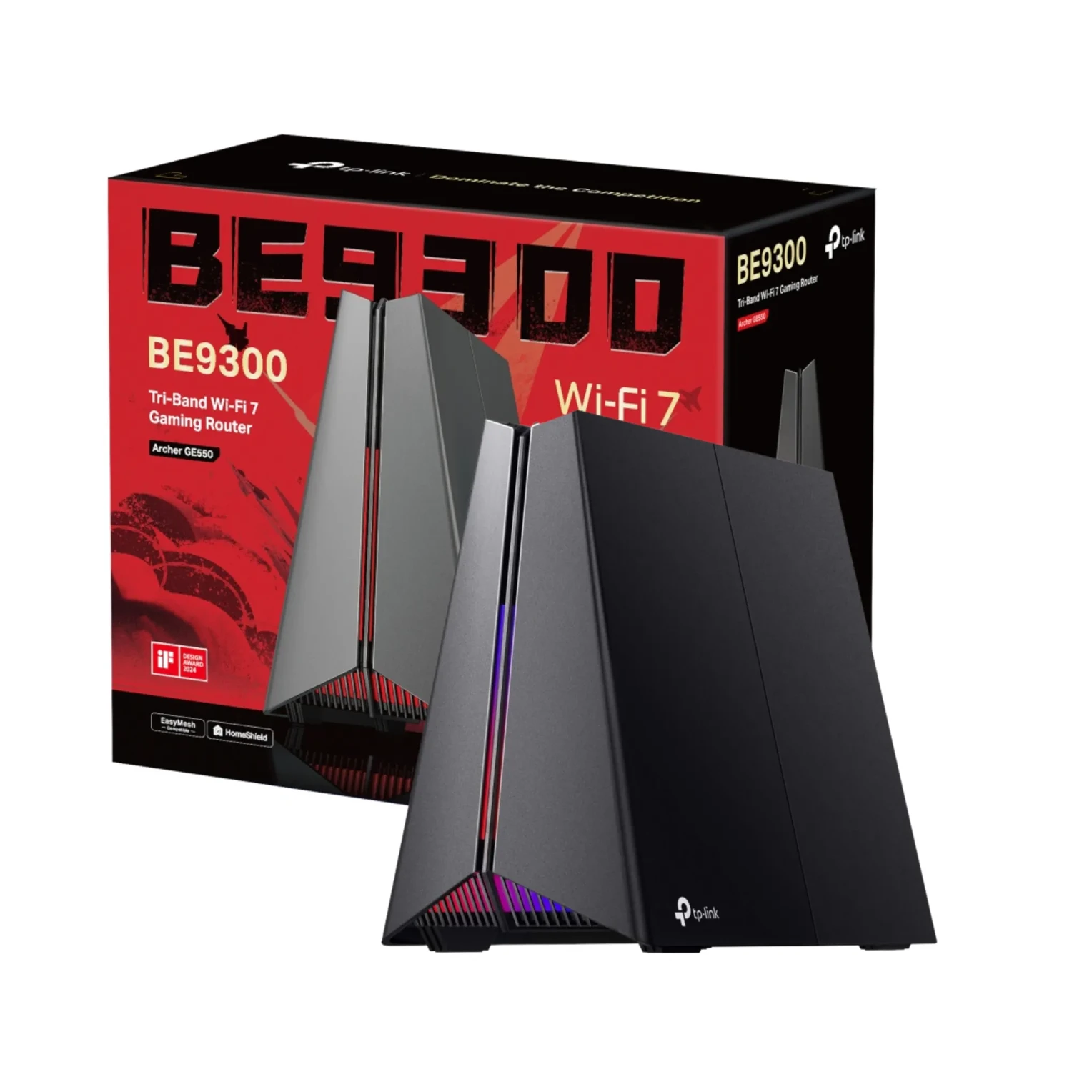 TP-LINK Router Gaming WiFi7 tri band BE9300, 574+2882+5764 Mbps, 4 antenas, 2x5G+3x2.5G, USB3.0, MLO, OFDMA, 320MHz, HomeShield, gaming, RGB, EasyMesh.