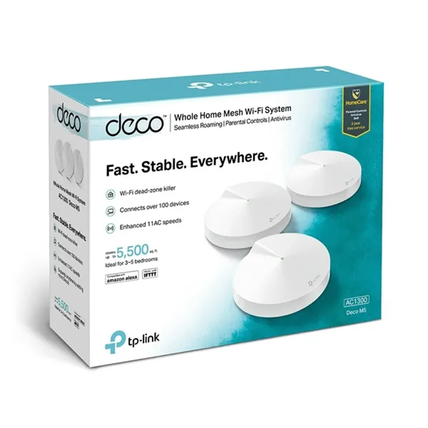 TP-LINK SISTEMA MESH WIFI5 DUAL BAND AC1300, 400+867 MBPS, 4 ANTENAS, 2XGE, MU-MIMO, HOMECARE, QOS, ANTIVIRUS, BEAMFORMING, AI MESH.