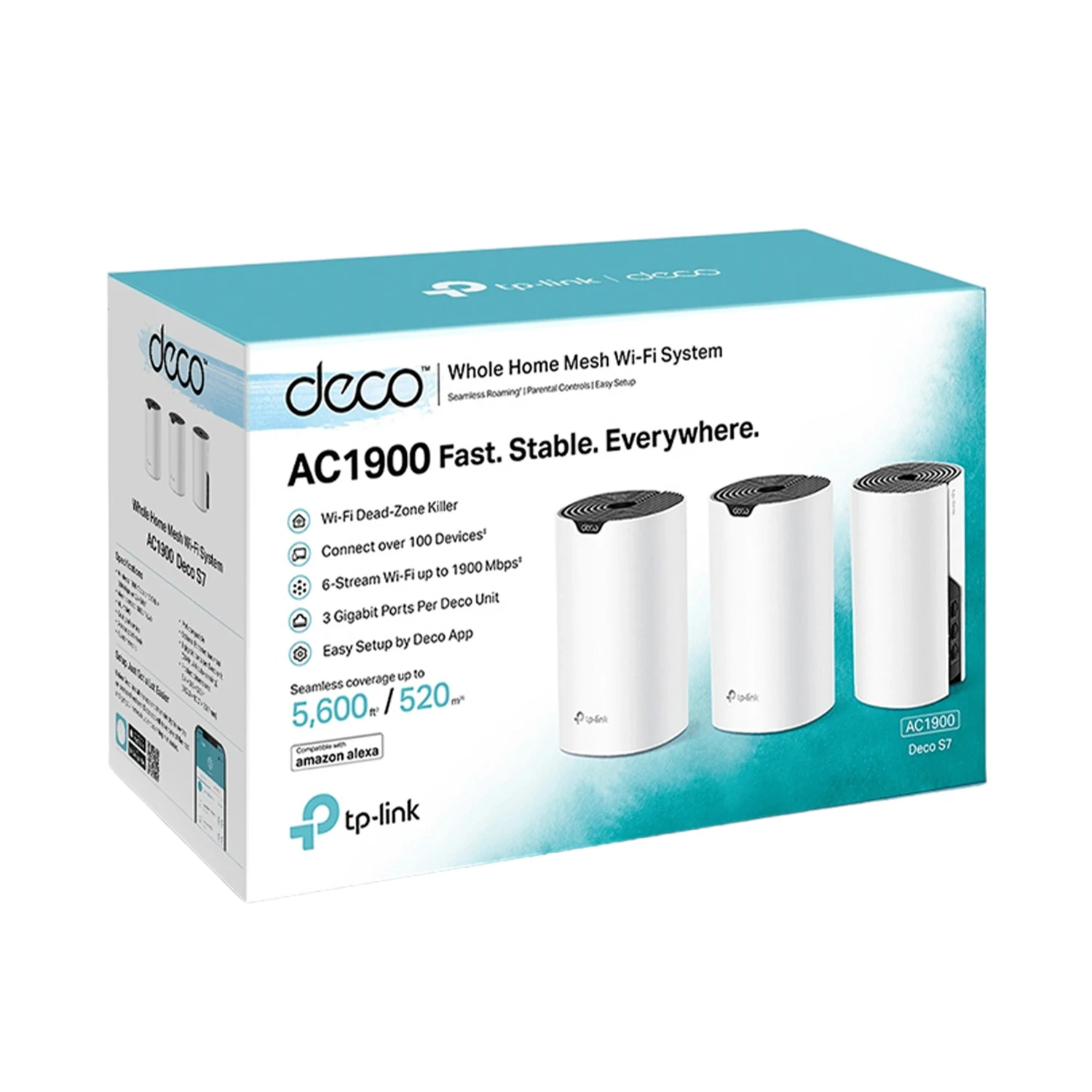 TP-LINK Sistema Mesh WiFi5 dual band AC1900, 600+1300 Mbps, 3 antenas, 3xGE, MU-MIMO, Beamforming, control parental, QoS, AI Mesh.