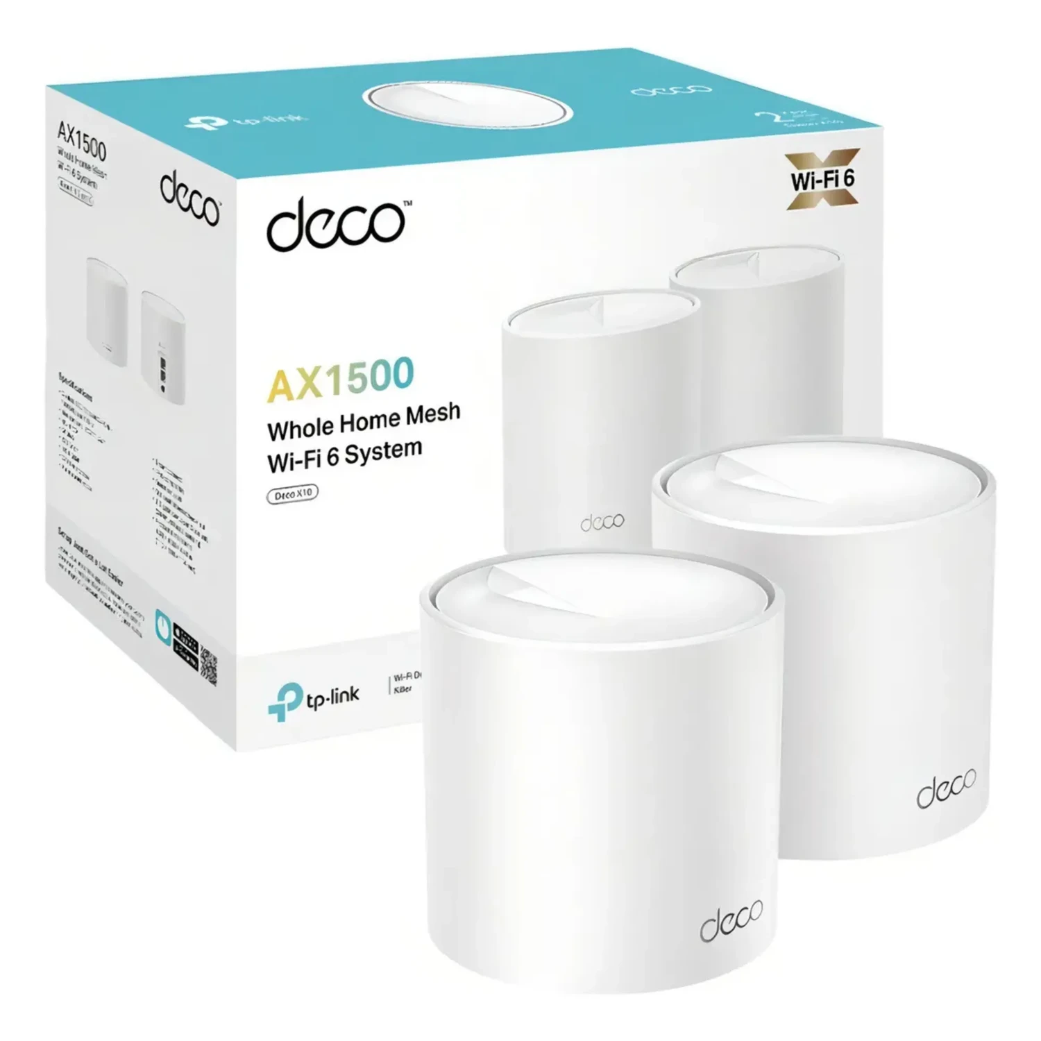 TP-LINK Sistema Mesh WiFi6 dual band AX1500, 300+1201 Mbps, antenas internas, 2xGE, OFDMA, MU-MIMO, WPA3, HomeShield, AI Mesh.