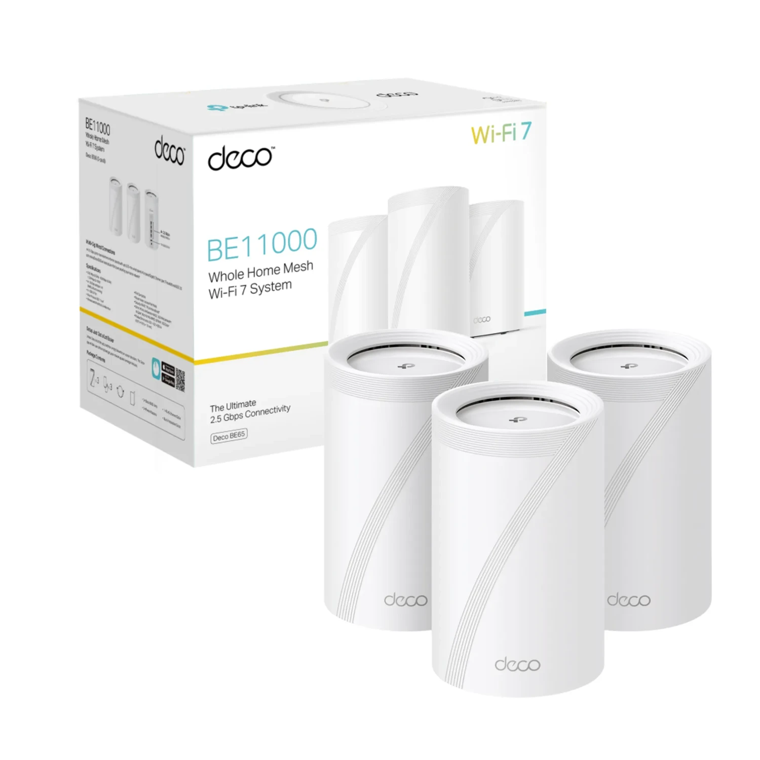 TP-LINK Sistema Mesh WiFi7 tri band BE11000, 688+4324+5765 Mbps, antenas internas, 4x2.5G, USB3.0, MLO, OFDMA, MU-MIMO, 320MHz, HomeShield, AI Mesh.