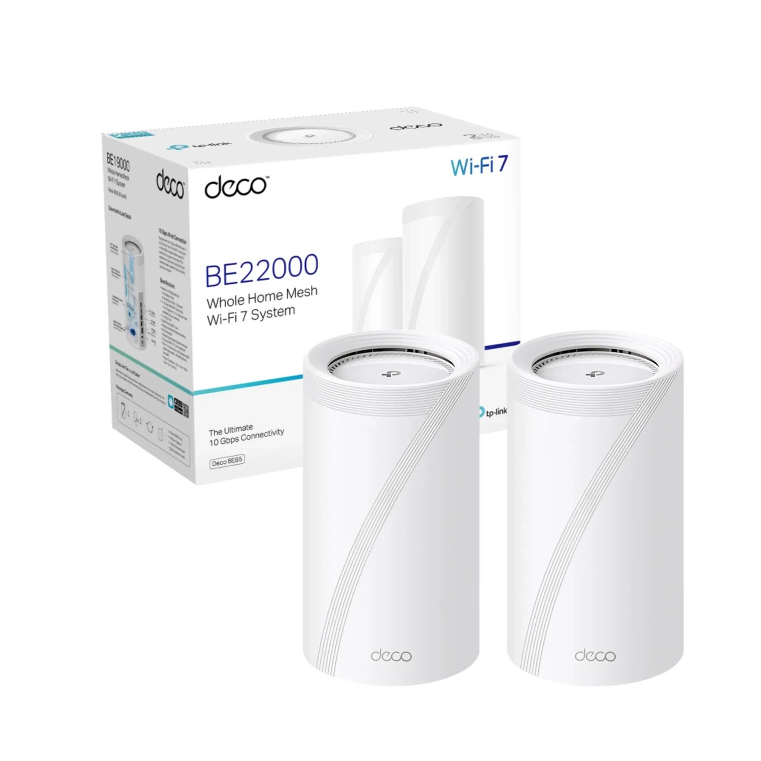 TP-LINK Sistema Mesh WiFi7 tri band BE22000, 1376+8640+11520 Mbps, 8 antenas, 2x10G+2x2.5G, USB3.0, MLO, OFDMA, MU-MIMO, 320MHz, HomeShield, AI Mesh.