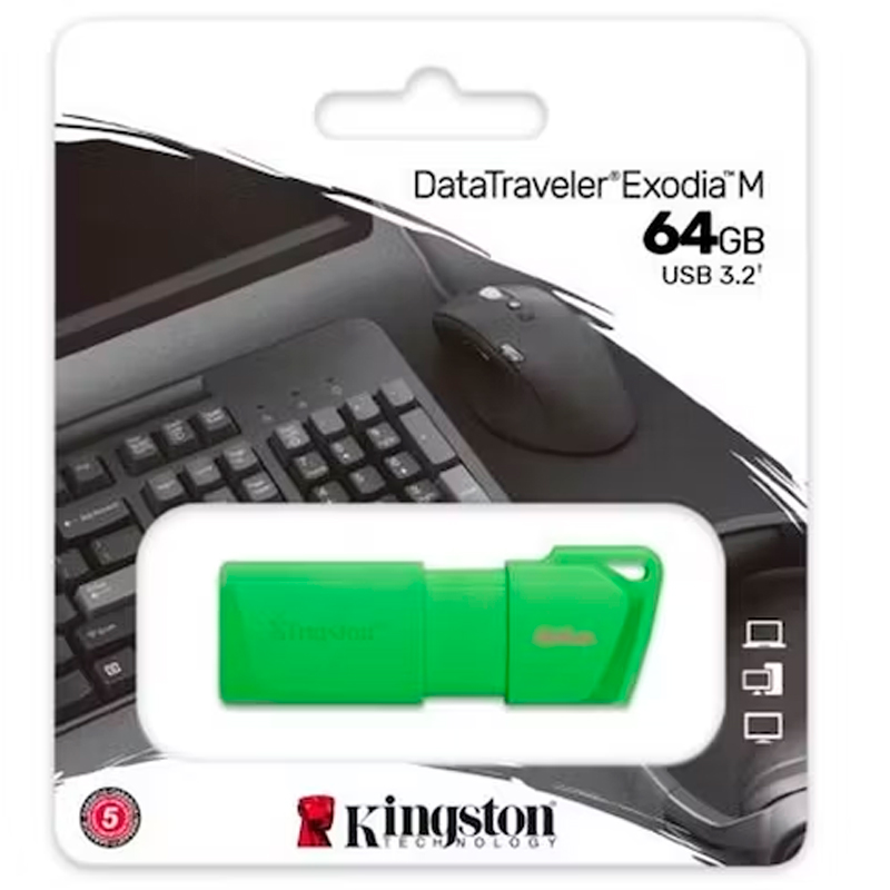 Memoria USB Kingston DataTraveler Exodia M · 64 GB · USB 3.2 · Verde neón