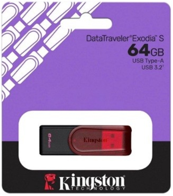 Memoria USB Kingston DataTraveler Exodia S · 64 GB · Rojo