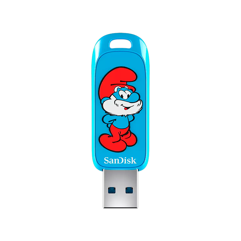Memoria USB SanDisk Smurfs · 128 GB · USB 3.2 · USB-A