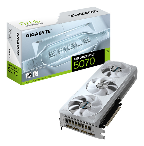 Tarjeta de video Gigabyte GeForce RTX 5070 Eagle OC Ice SFF · 12 GB GDDR7 · PCIe 5.0