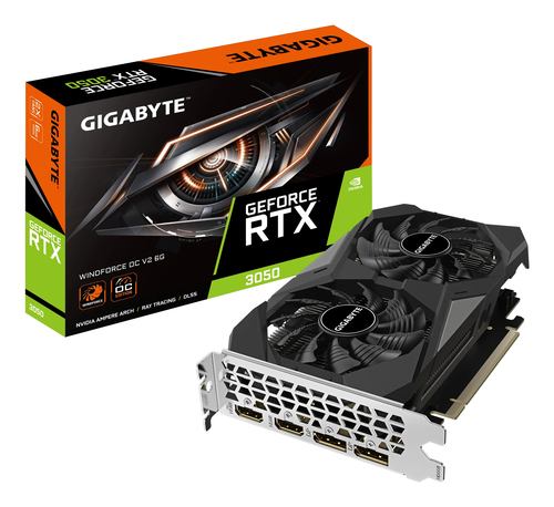 Tarjeta de video Gigabyte GeForce RTX 3050 Windforce OC V2 · 6 GB GDDR6 · PCIe 4.0