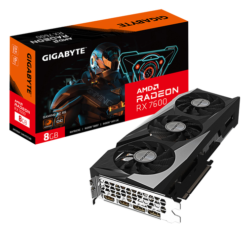 Tarjeta de video Gigabyte Radeon RX 7600 Gaming OC · 8 GB GDDR6 · PCIe 4.0