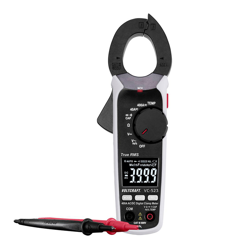 Pinza amperimétrica digital Voltcraft VC-523 · True RMS · CAT III 600 V