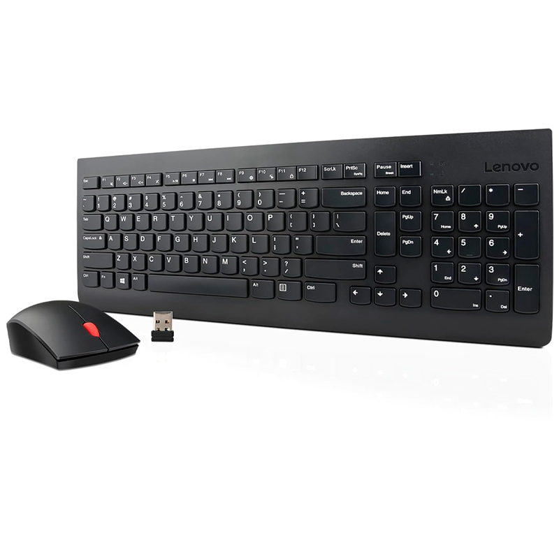 Kit teclado y mouse inalámbrico Lenovo · Receptor USB · 1200 ppp · Negro